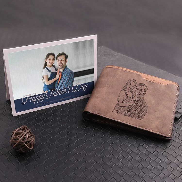 Custom Men Photo Wallet Engraved Text with Photo Gift Cards for Him