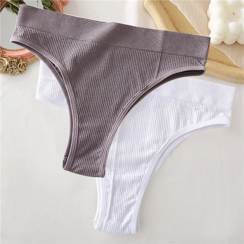 2PCS/Set Sexy Thong Panties Women's Underwear G-String Female Underpants Seamless Briefs Intimates Sexy Lingerie T-Back Pantys