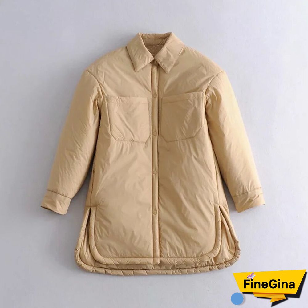 Vintage Loose Shirt Jacket Women Winter Coat Casual Button Baseball Bomber Jacket Korean Za Coats And Loose Light Parka