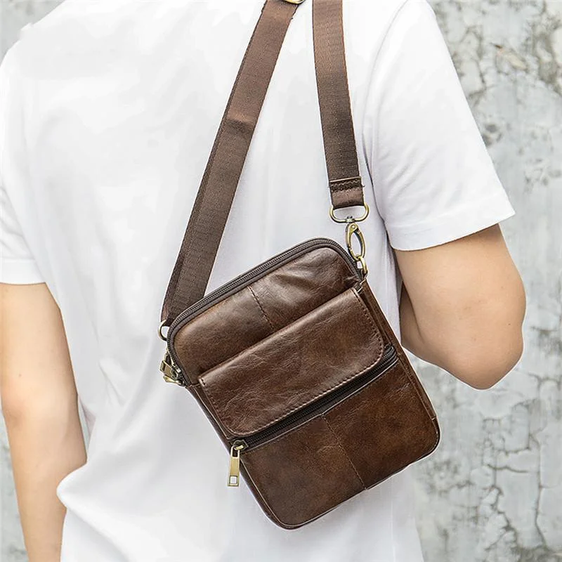 Mens Vintage Classci Large Capacity Casual Leather Shoulder Packs Crossbody Bags