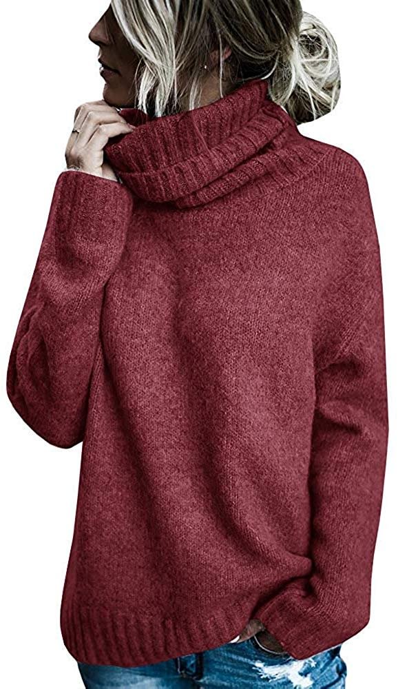 Womens Turtleneck Knitted Sweater Casual Oversized Soft Winter Loose Fit Pullover Sweaters (Z-beige Large)