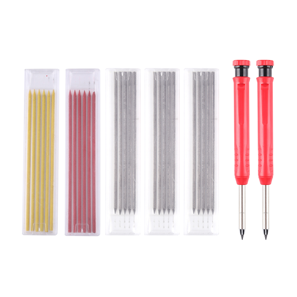 

2pcs Carpenter Long Nose Pencil Set with 30 Refill Woodworking Marker Pens, 501 Original
