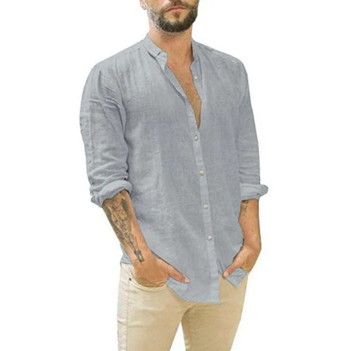 PASUXI Hot Selling OEM Spring Men's Custom Linen Shirt for Men White Short Sleeve Loose Casual Plus Size Men's Shirts huanwei