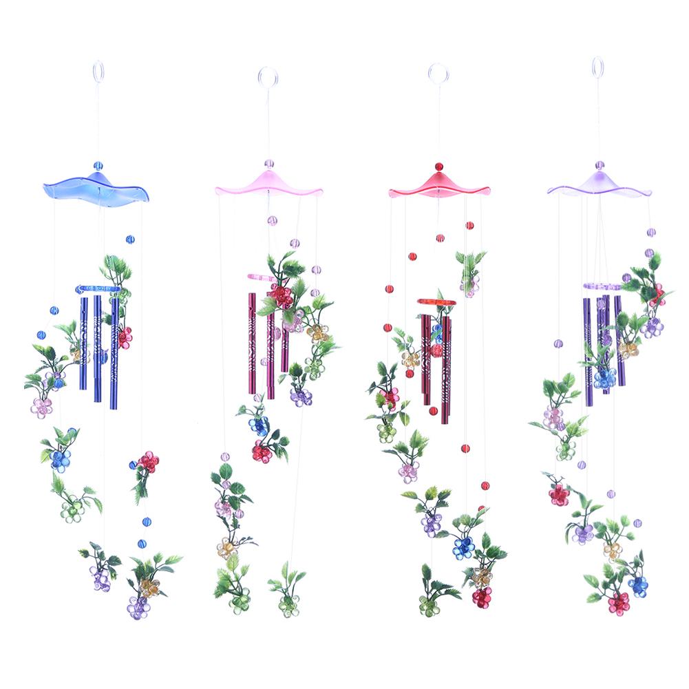 

4 Metal Tubes Flowers Wind Chime Garden Door Windows Wall Hanging Ornament, Red, 501 Original