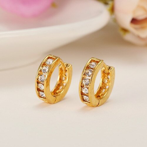 24K 1 pair Fashion Luxury AAA Austrian Zircon hoop Earrings Elegant  Gold  Earrings for Women