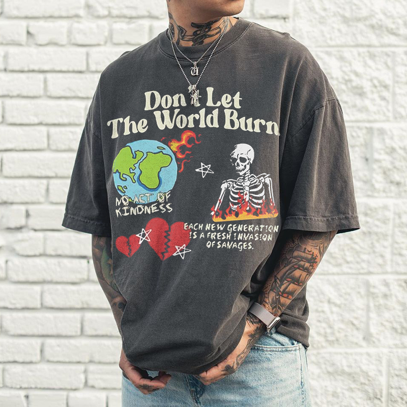 Don't Let The World Burn Men's Printed T-Shirt