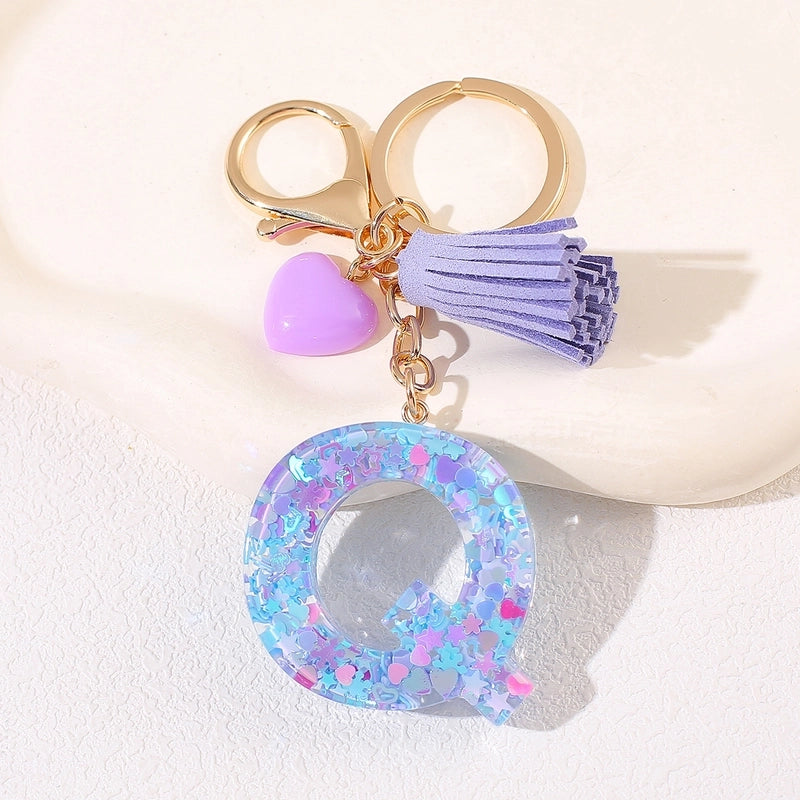 New Women’s Purple Love Tassel 26 Letter Keychain Cute Car Key Chain Couple Backpack Jewelry