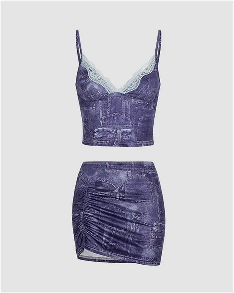 Denim Deal Cami Lace Coord