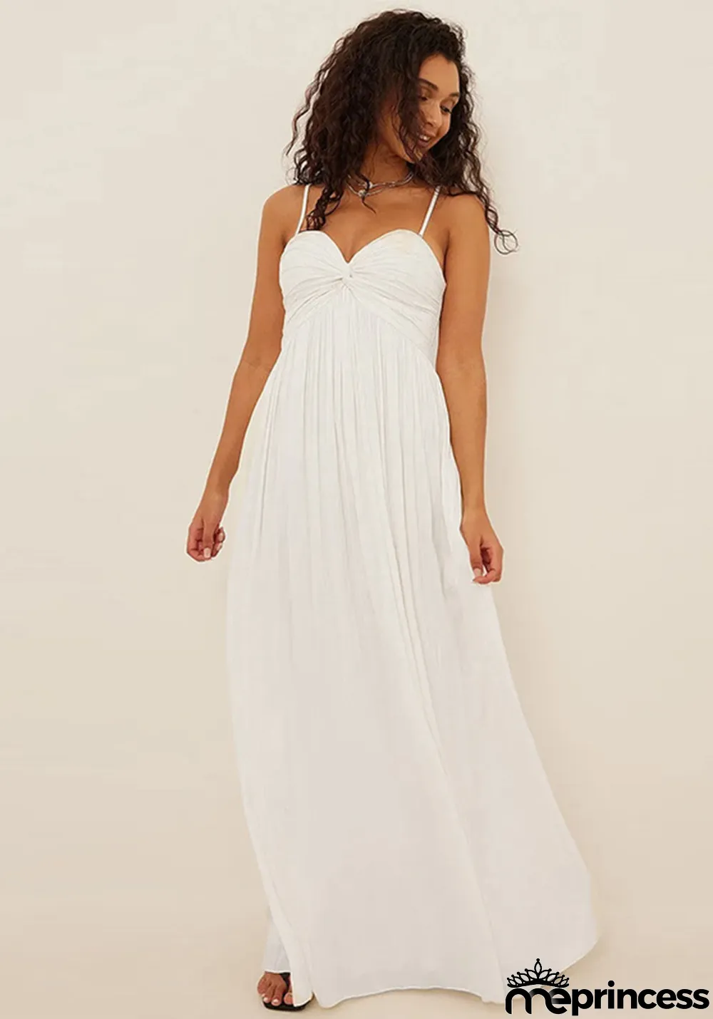Strappy V Neck Gathered Sexy Dress Chic Fashion Low Back Maxi Dress