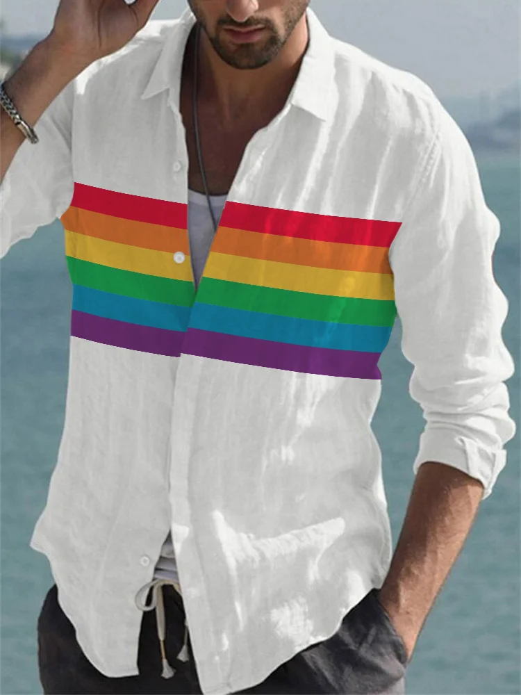 Rainbow Stripe Simple Casual Blouse