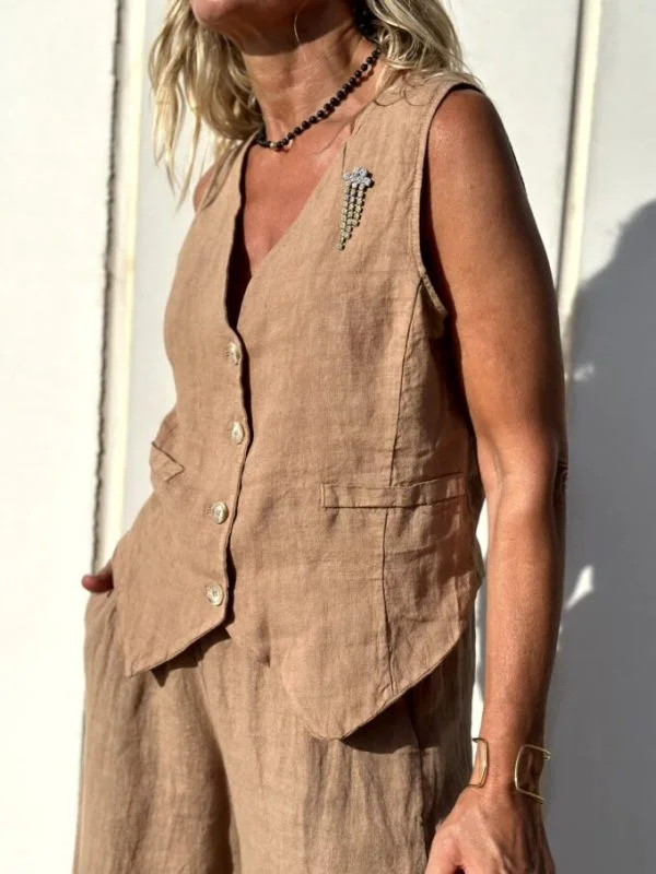 Casual Retro Camel Vest Loose Vest Top