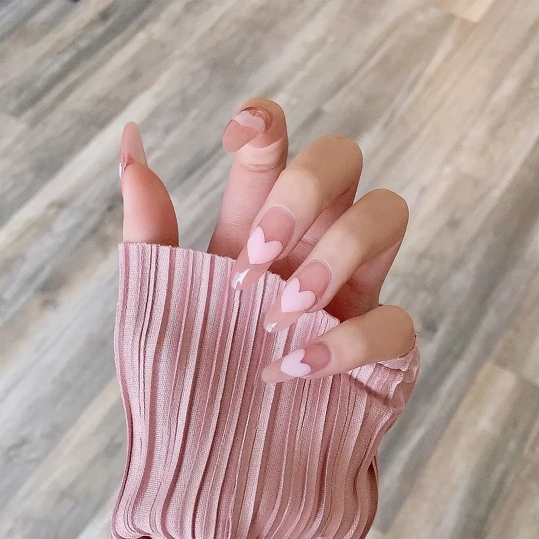 24pcs Detachable False Nails French with Black Line Fake Nails Full Cover Nail Art Tips Press on Nails with Glue Manicure Tools 515-1-Nail Inspo