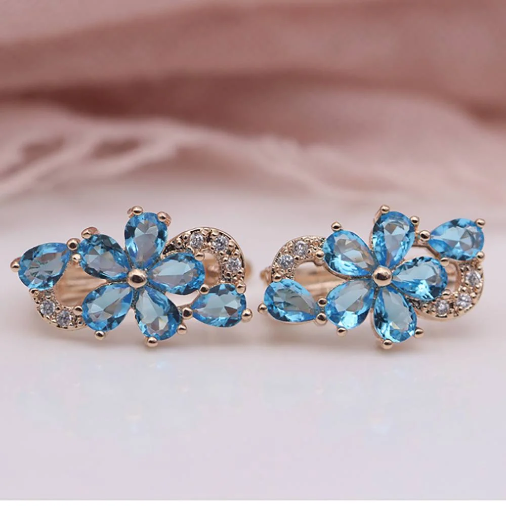 Elegant Crystal Flower Zircon Stud Earrings