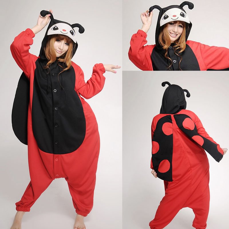 Adult Red Ladybird Onesies Hoodie kigurumi costume Pajamas-Pajamasbuy
