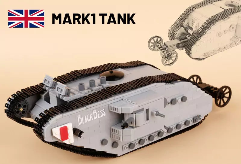 WW1 British Mark I Heavy Tank Custom Military MOC Minifigure Bricks monstertoys