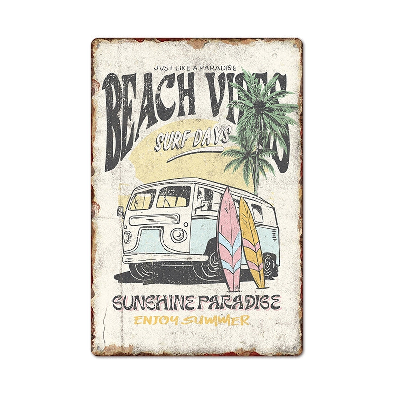 Beach Artistic Letter Landscape Iron Mural Wall Art