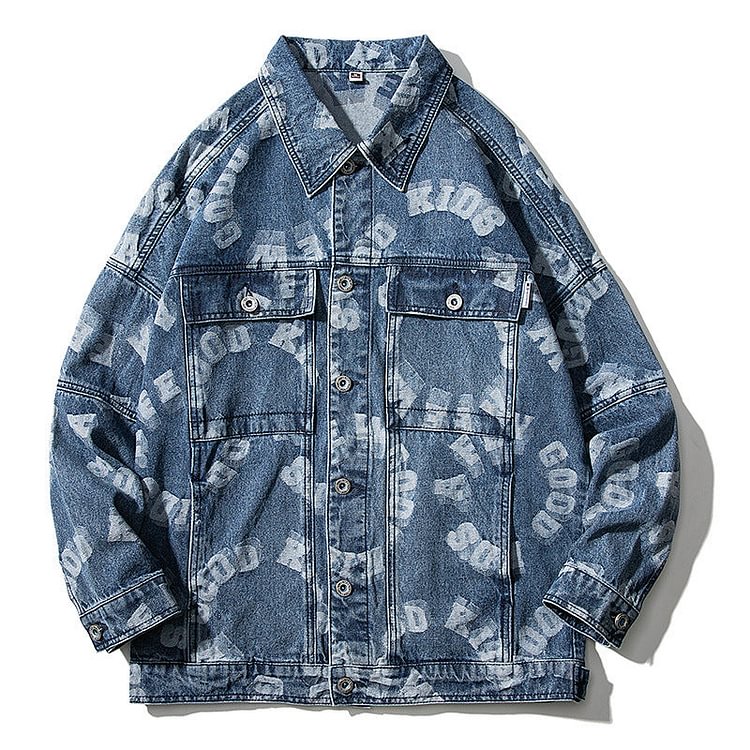 Men's Denim Jacket Spring and Autumn Loose Japanese Style plus Size Top Men Denim Jacket