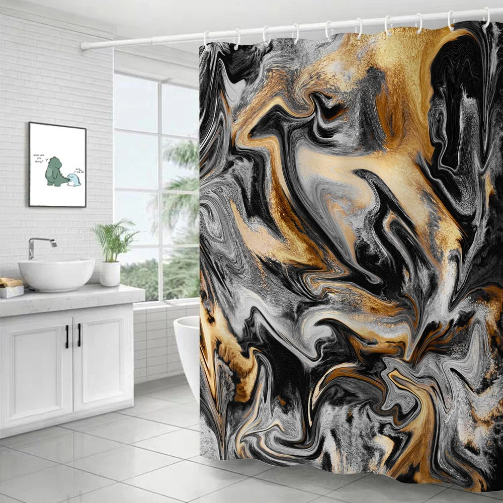 Polyester Abstract Marble Shower Curtain 3D Stripe Printing Colorful Bathroom Curtains Waterproof Fabric Bath Curtain Decor