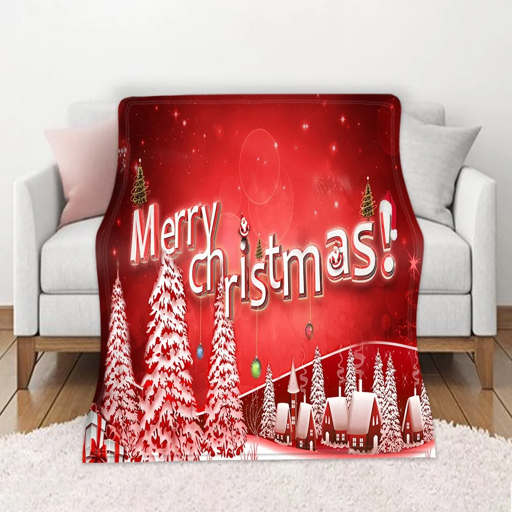 Christmas Blanket Winter Warm Decorative Sofa Living Room Rest Bed To Sleep Flannel Printed Pattern Home Blanket