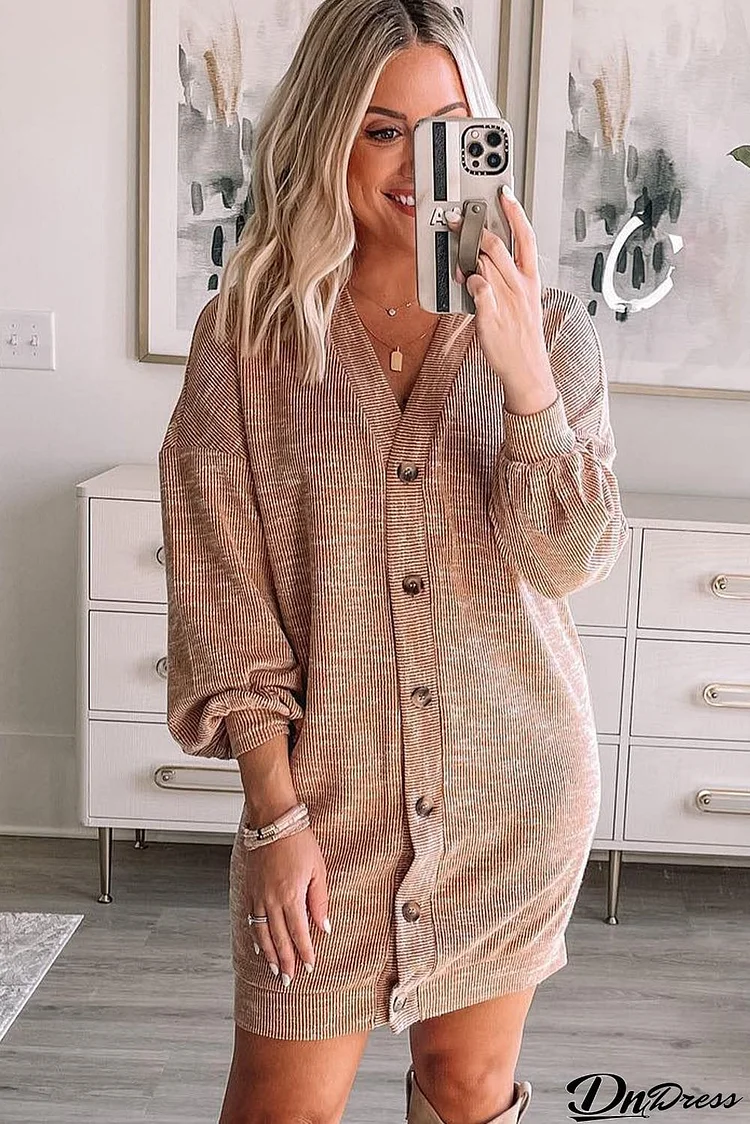 V-Neck Dropped Shoulder Cardigan