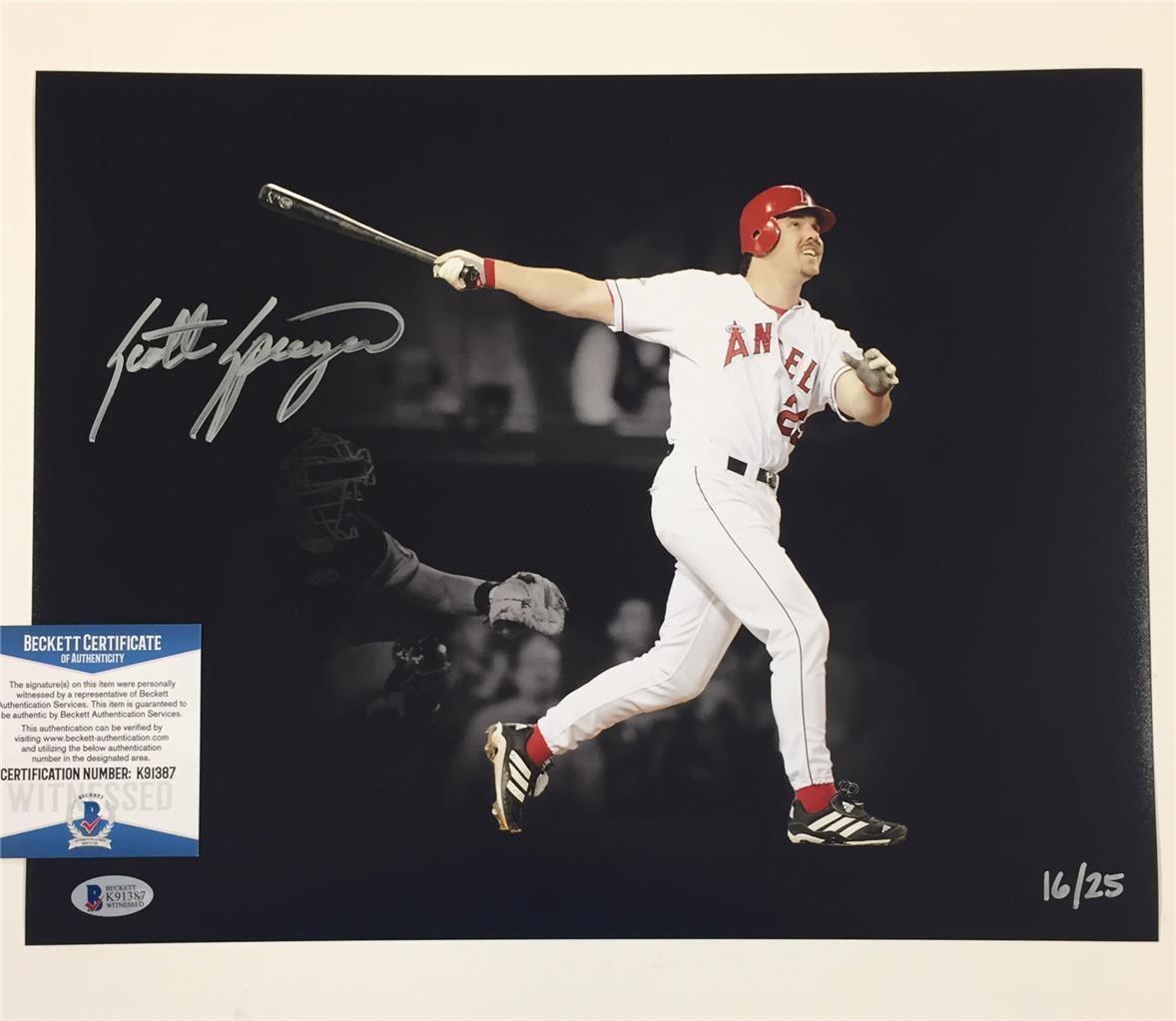 SCOTT SPIEZIO Signed Angels 2002 World Series 11x14 Photo Poster painting /25 ~ Beckett BAS COA