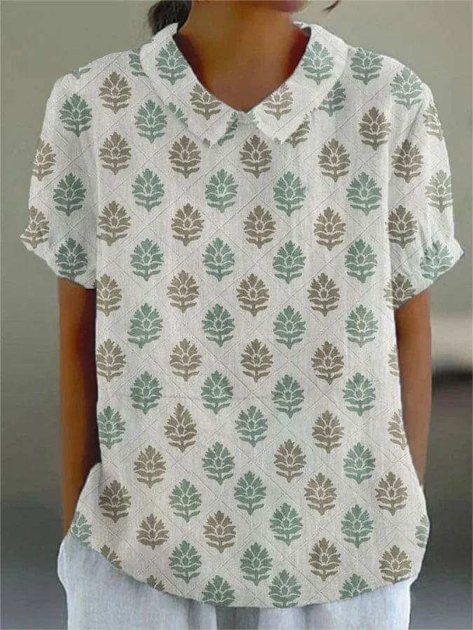 Women's Vintage Floral Art Print Casual Blouse