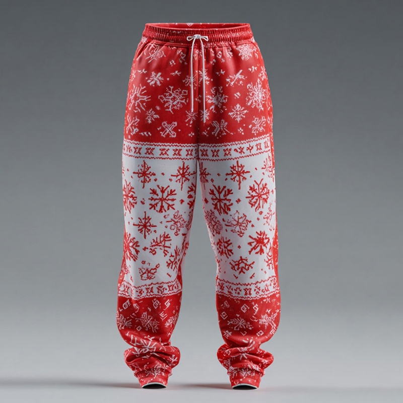 Ugly Christmas Snowflake Casual Pants For Men elevenforest