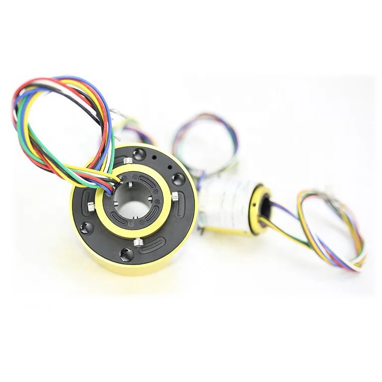 Through Bore Electrical Slip Ring Rotate Conductive Energization Collector Ring Brushes Hollow Shaft Slip Ring