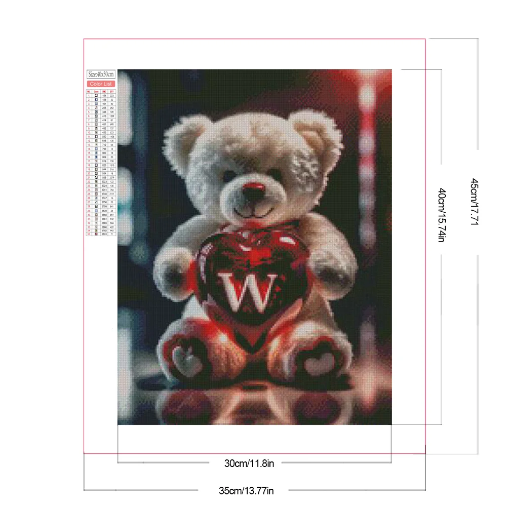 Diamond Painting - Full Square Drill - Bear Love W(Canvas|35*45cm)