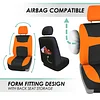 FH Group Full Set Cloth Car Seat Covers , Universal Fit combo, Low Back Front Seat Covers, Airbag Compatible, Split Bench Rear Seat, Washable Seat Cover for SUV,Sedan,Van Orange