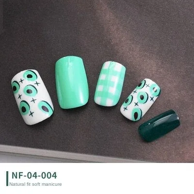 Fake Nails Art French Tips Full Cover Press with Giue Stick Display Set Clear Box Designs False Kiss Waterproof Removable-Nail Inspo