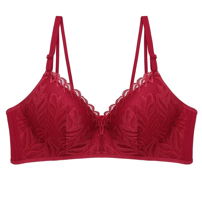 FINETOO Lace Bra B C Cup Bras Women Lingerie Wireless Bra Cotton Brassiere Deep V Sexy Underwear Embroidery Flowers Bralette Bra