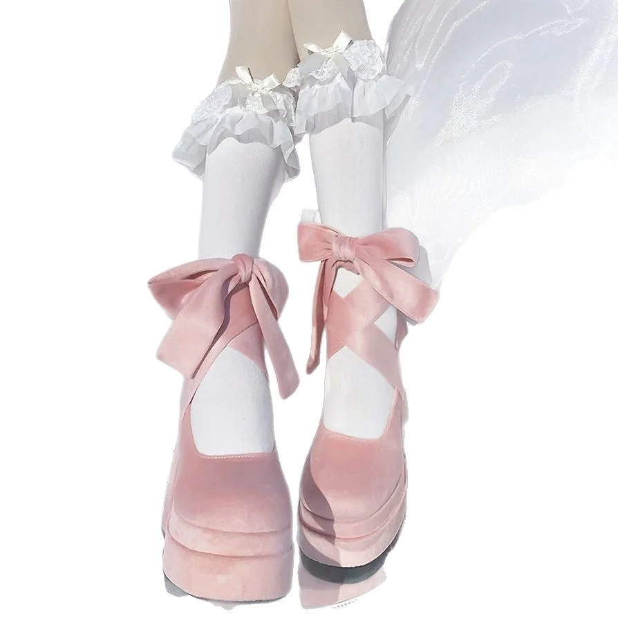 Breakj Breakj High-Heeled Autumn Winter New Waterproof Table Thick-Heeled Barbie Single Shoes Lolita Mary Cherish Shoes Children