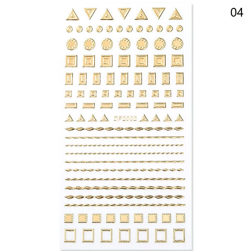 1PC Gold Sliver Striping Tape 3D Nail Stickers Geometry Lines Slider For Nails Gel Polish Decals For Manicures DIY Decoration-Nail Inspo