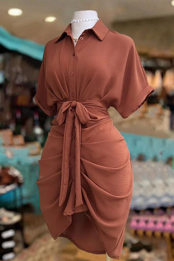 ruched shirt dress