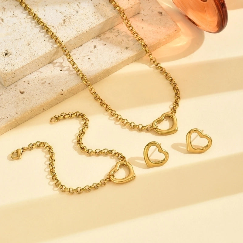 Vintage Style Classic Style Heart Shape 304 Stainless Steel Bracelets Earrings Necklace