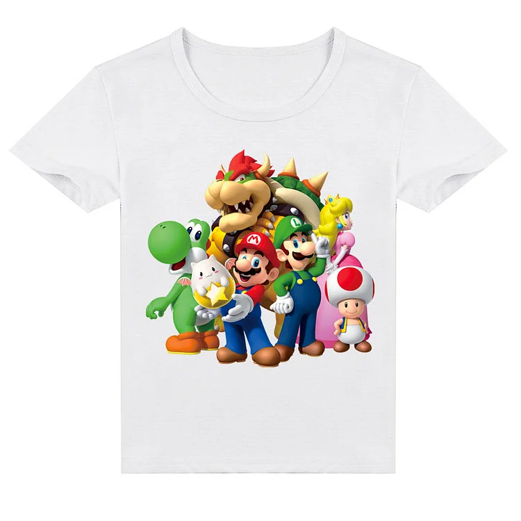 Mayoulove Super Mario T-Shirt for Kids - Fun Nintendo Mario Print Shirt for Boys and Girls - 100% Cotton, Breathable and Comfortable - Perfect for Casual Wear or Dress Up - Suitable for Children Ages 3-12-Mayoulove