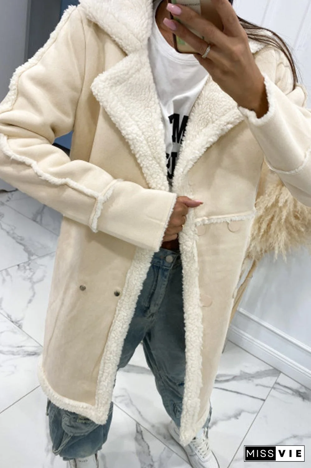 Elegant Solid Patchwork Pocket Half A Turtleneck Outerwear