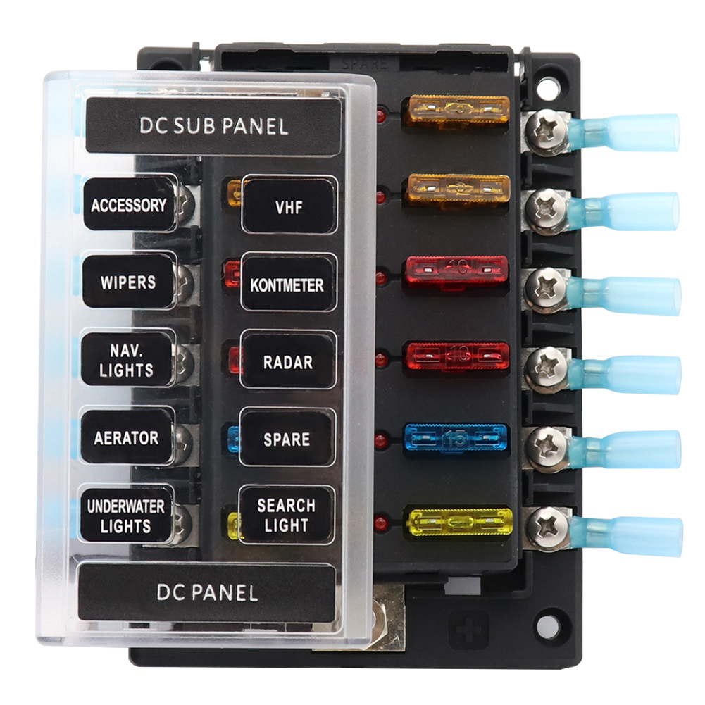 

12-32V 12-Way Fuse Block +16 Blade Fuse +14 Heat Shrink Tube Ring Terminal, 501 Original