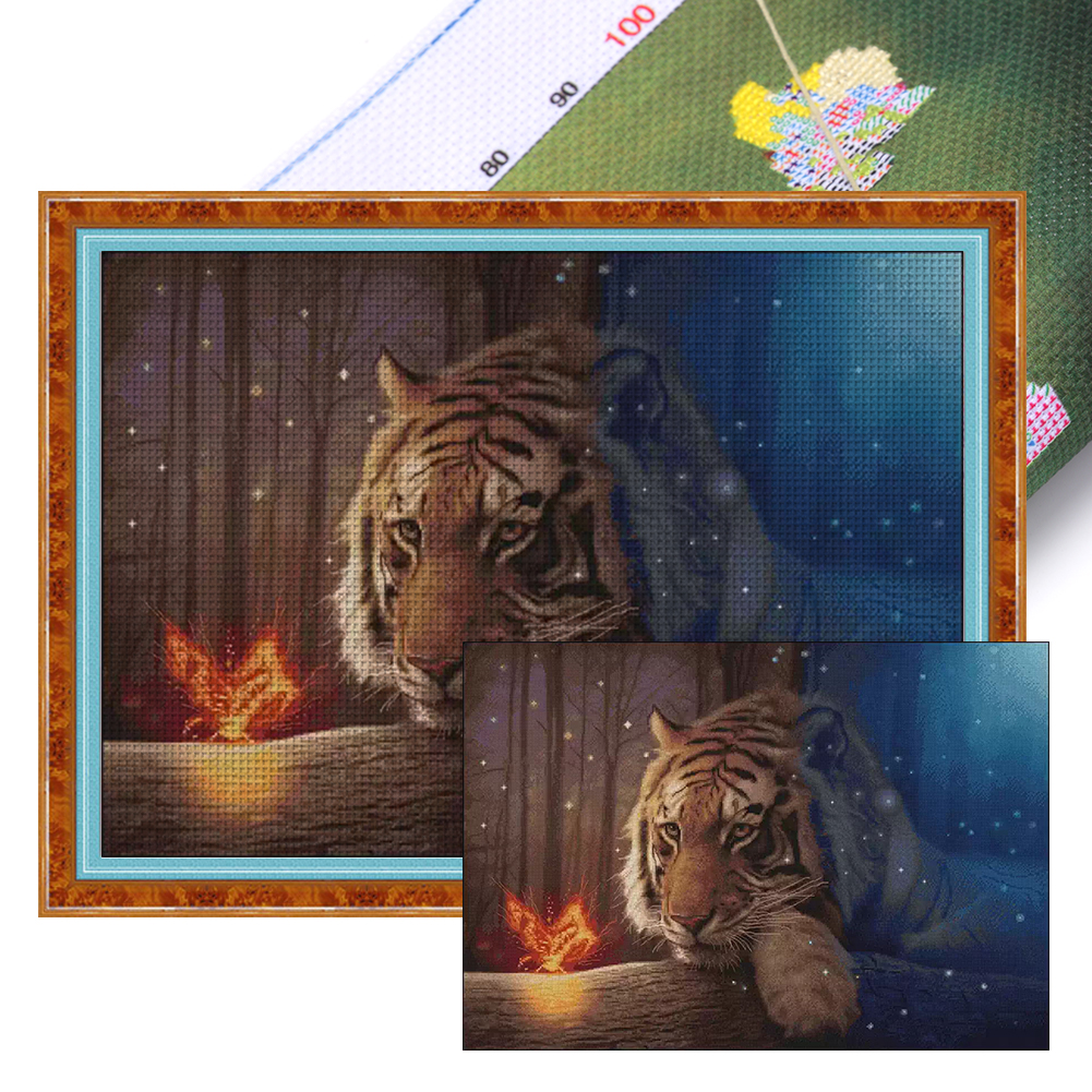 【Fairy Brand】Glowing Tiger Full 14CT Pre-stamped Canvas(73*55cm) 61 Colors Egyptian Cotton Cross Stitch