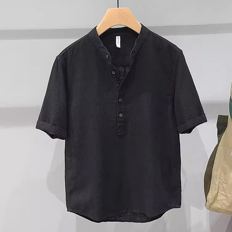 Men's Classic Linen Henley Short Sleeve Shirt