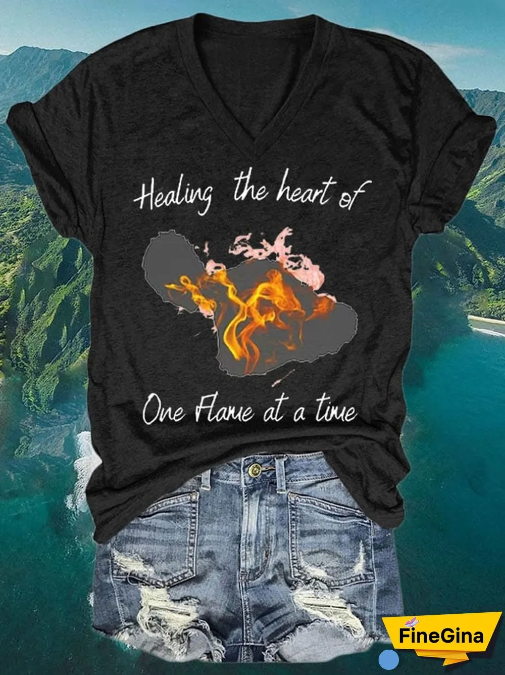 Hawaii Wildfire Event Women's Casual Print T-Shirt