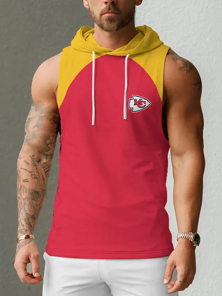 Kansas City Chiefs Men's  Casual Comfy Sleeveless Hooded Tank Top