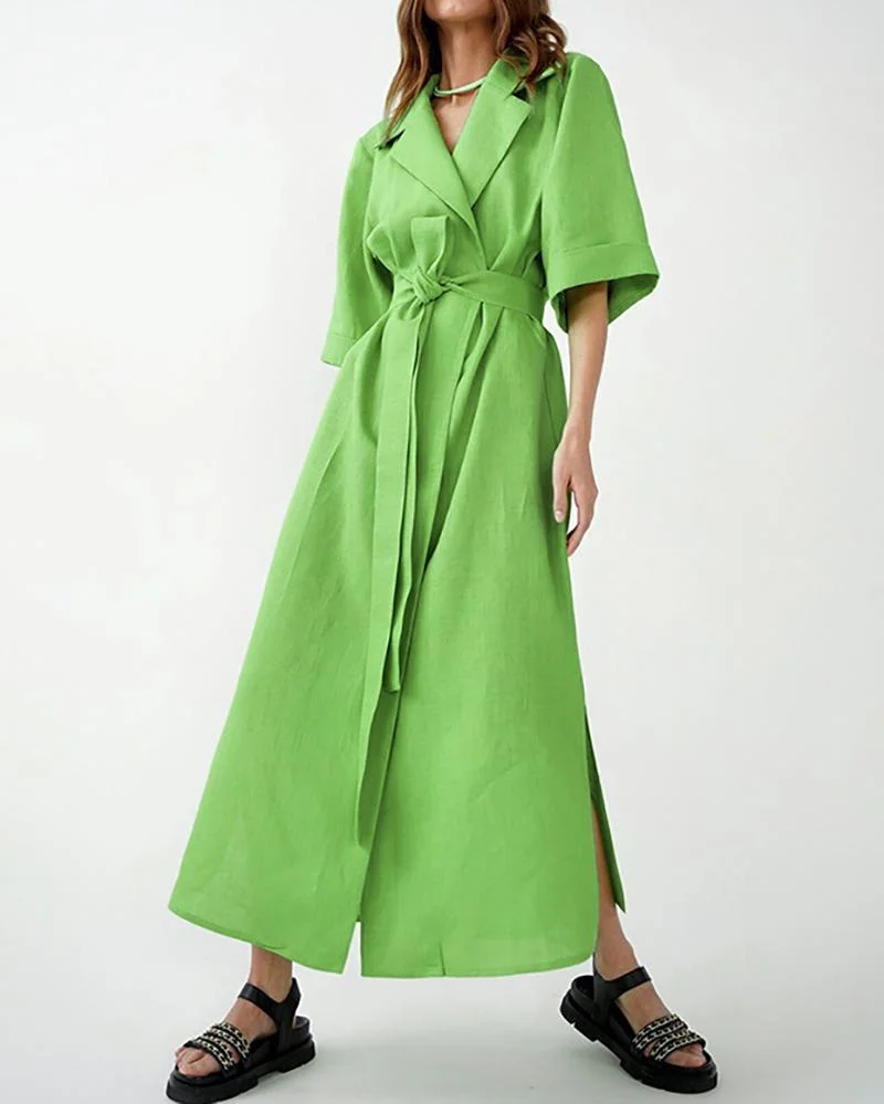 Sleek Lapel A-Line Dress