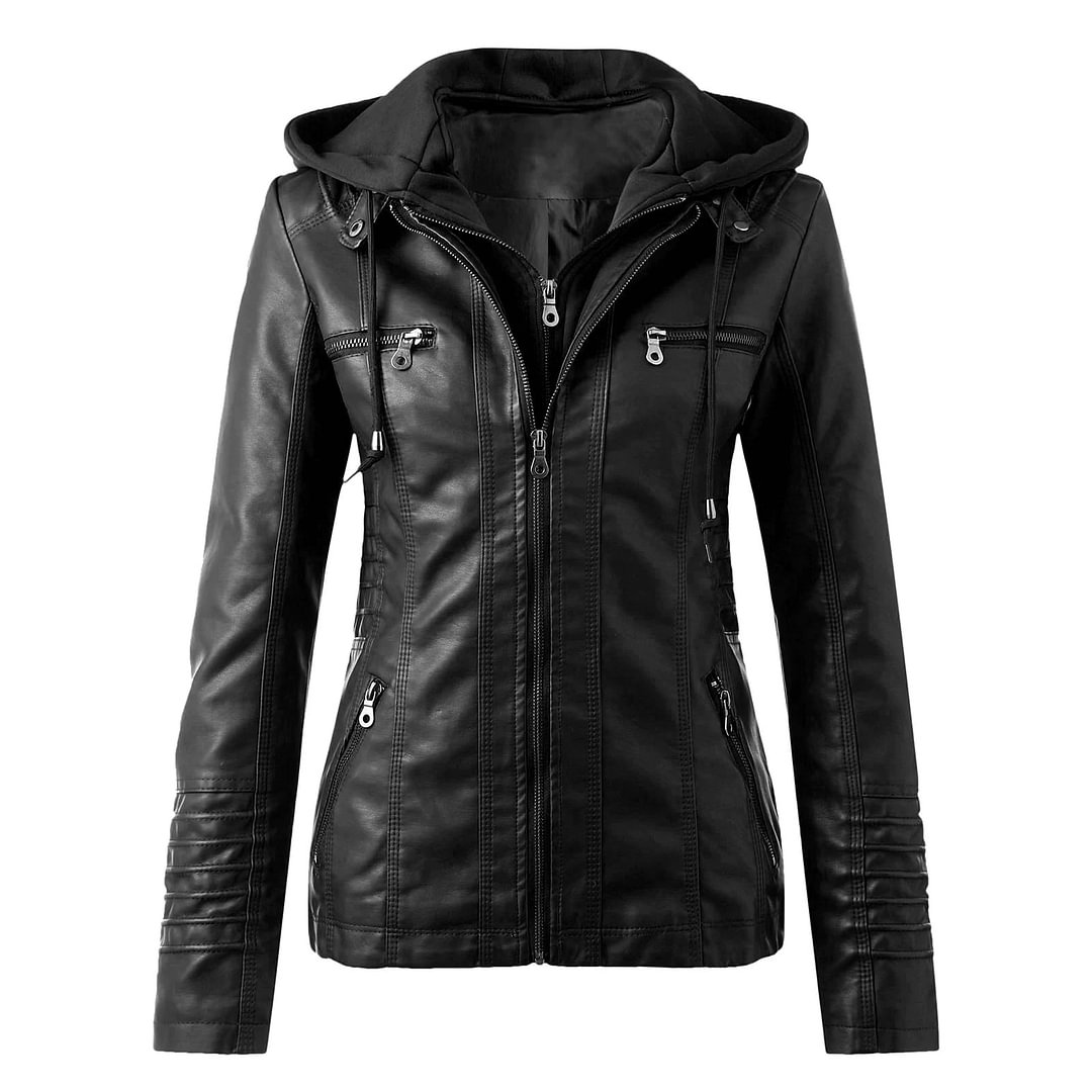 Agnese Hooded Leather Jacket-mysite-Allyzone