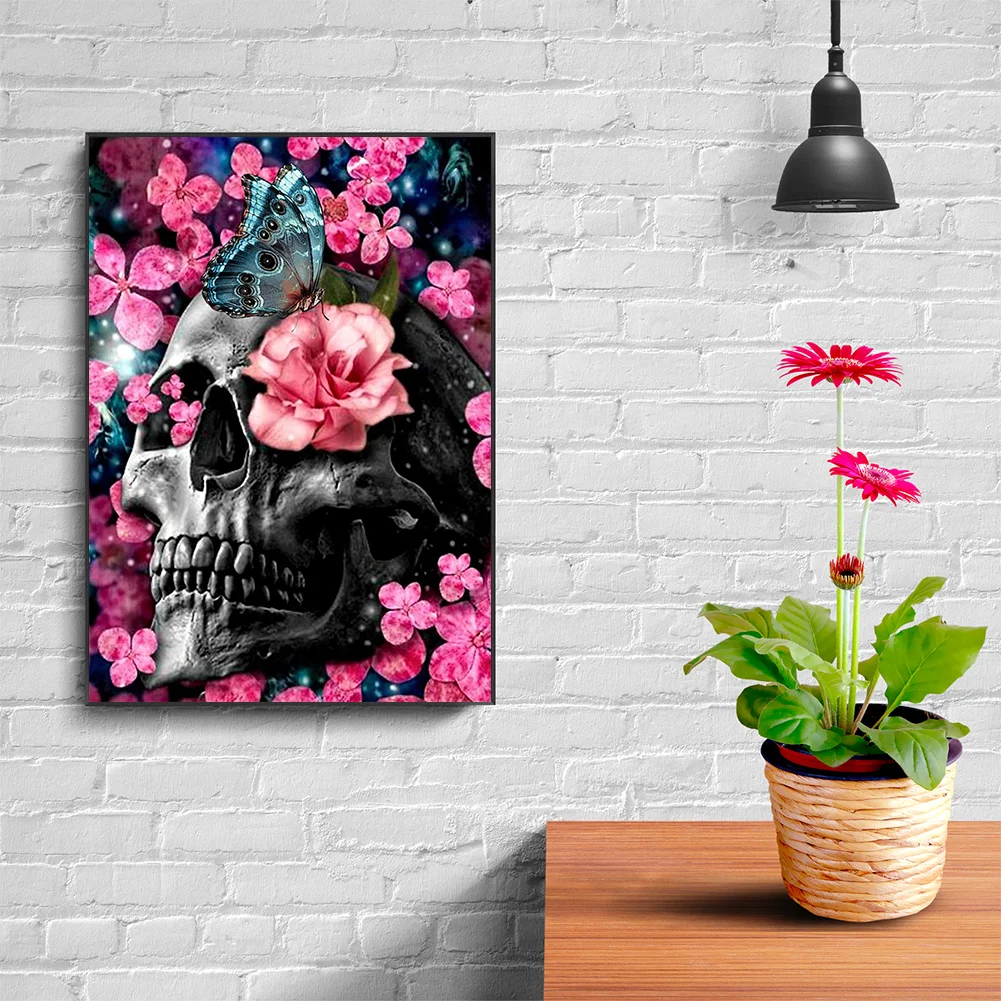 5D Diamond Painting Kit DIY Skull Flower Full Round Drill Picture (HJ613)