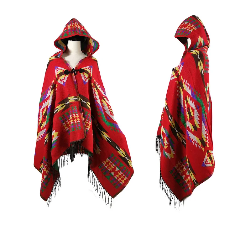 Simple Tie-Dyed Double-Sided Cape Scarf - yankia