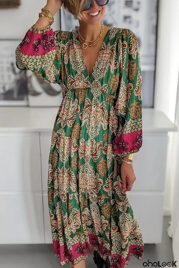 Romantic and Gorgeous Ethnic Printed A-line Midi Dress