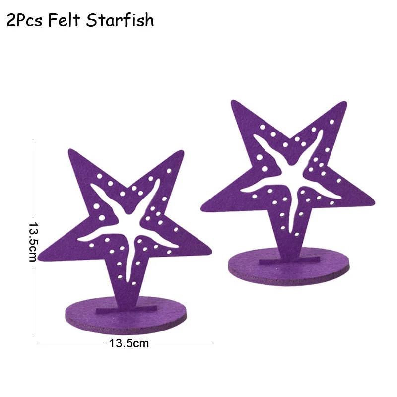 2Pcs Little Mermaid Theme Party Decorations DIY Felt Coral Table Ornament Under the Sea Girl Birthday Party Supplies Baby Shower