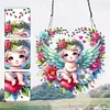 Diamond Painting Wreath Angel Pendant Green Wing Wall Door Decoration